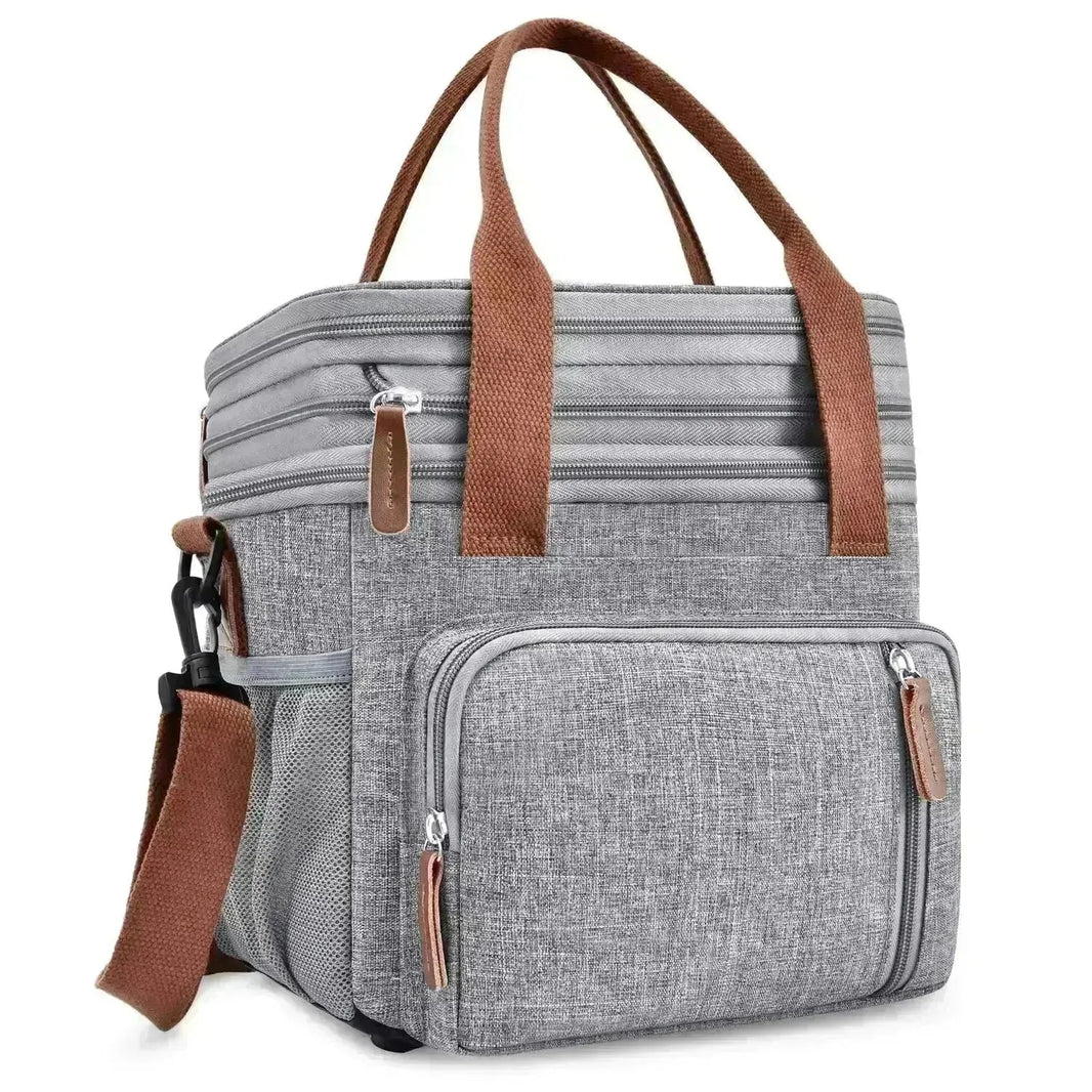 Borsa per pranzo a doppio strato fresco e a freddo elegante e portatile all'aperto