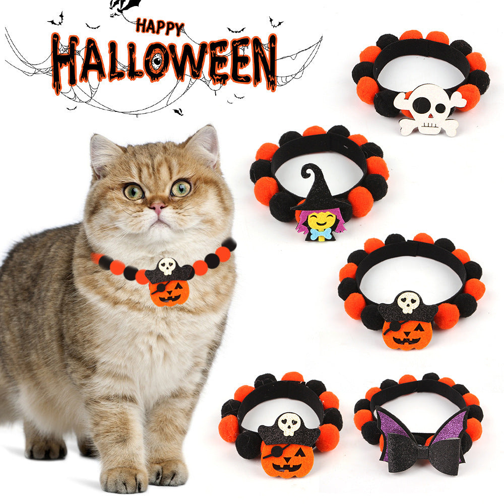 Halloween Pet Fur Ball Collar Pumpkin Accessories EX-STOCK