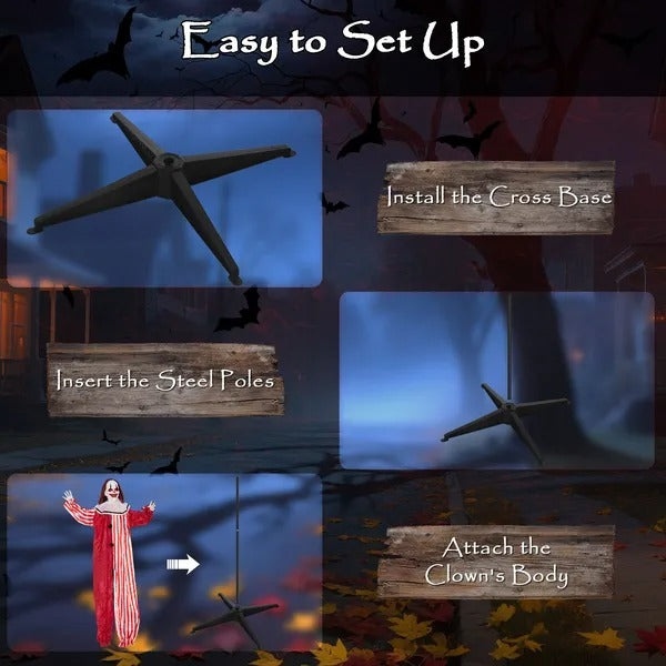 Life Size Halloween Animated Clown With Red Light Up Eyes, Sound Activated Scary Halloween Decorations, Battery Operated EX-STOCK Canada