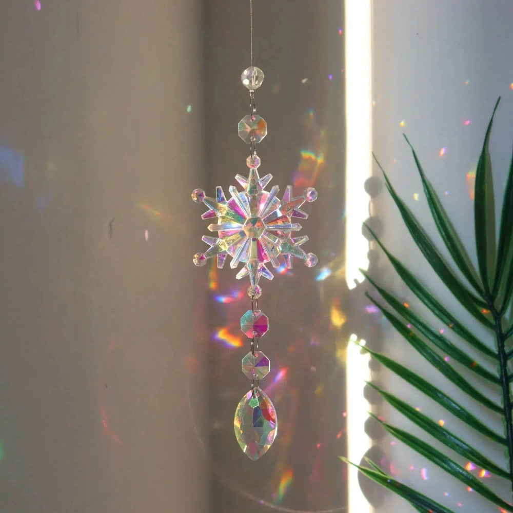 Christmas Colorful Snowflake Crystal Sun Catcher Ice Pillar Pendant Window Christmas Tree Decoration Party Pendant Christmas Decorations - EX-STOCK Canada