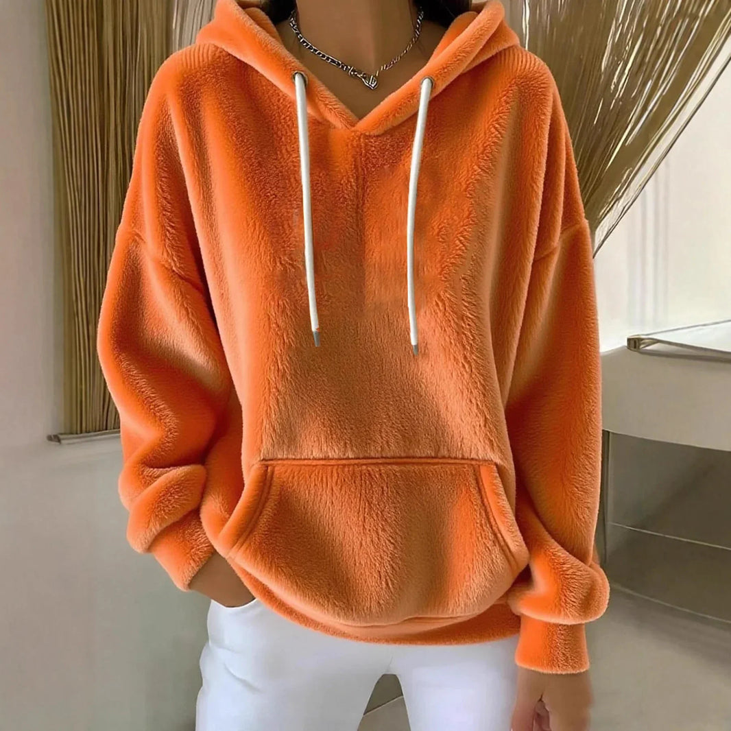 Women's Solid Color Lamb Fleece Lined Versatile Sweatshirt For Autumn And Winter EX-STOCK Canada