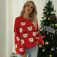 Christmas Sweater Women Cute Cartoon Santa Print Knit Sweater Winter Tops - EX-STOCK Canada