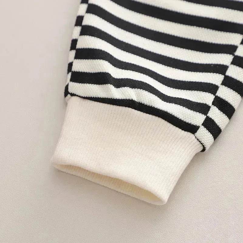 Casual Letter Stripes Loose Round Neck Boys' Long Sleeve Sweater Suit Two piece for boys - EX-STOCK Canada