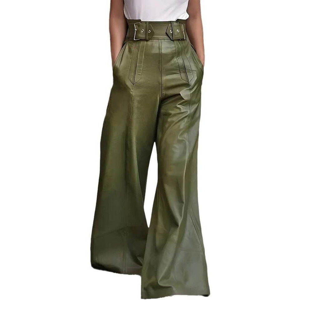 Fashion Leather High Waist Pocket Casual Trousers - EX-STOCK Canada