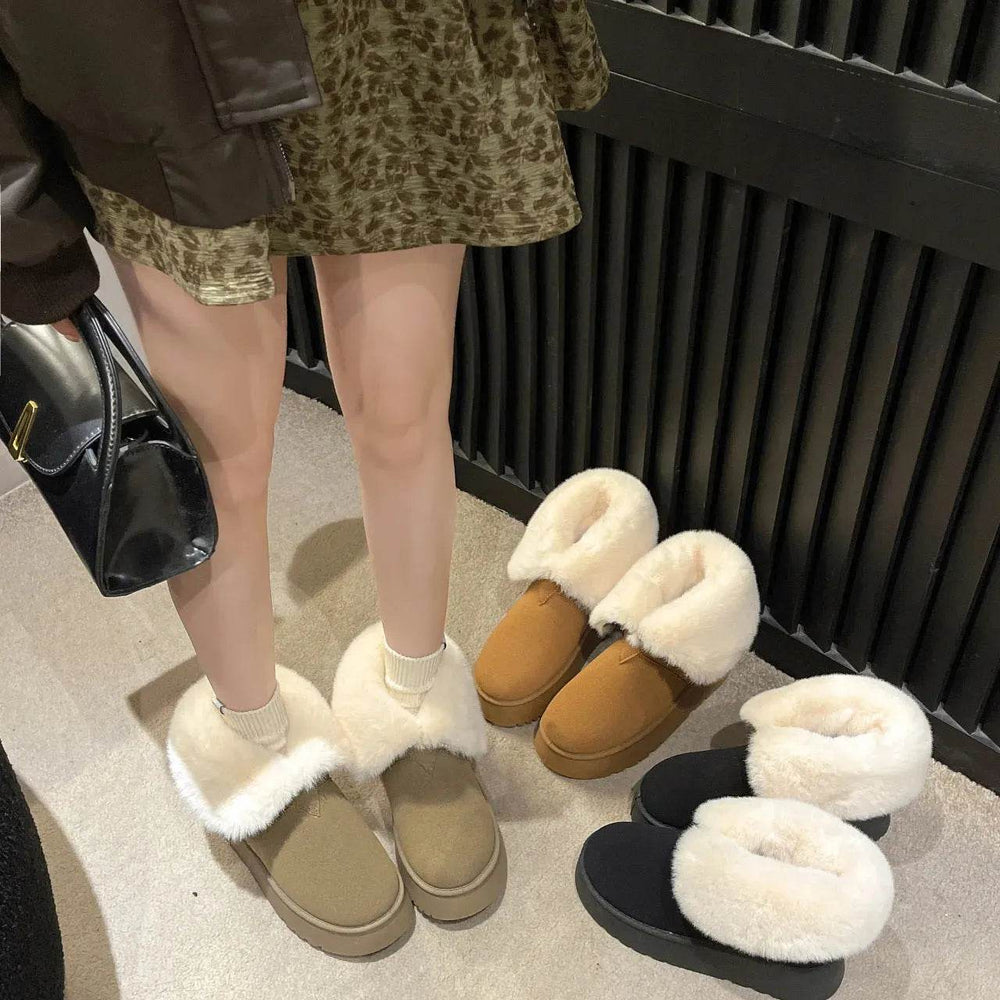 Winter Warm Snow Boots New Fashion Foldable Fleece Cotton Shoes For Women Plus Velvet And Thickened Plush Ankle Boots - EX-STOCK Canada