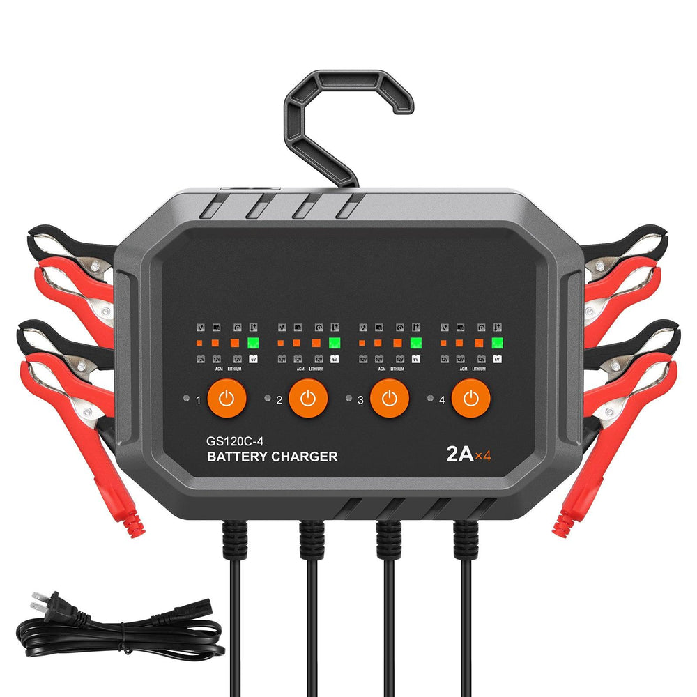 Caricabatterie Intelligente VEVOR, 8 Amp, Caricabatterie per Batterie Auto LiFePO4 e Piombo-Acido, Caricabatterie Completamente Automatico con Funzione di Mantenimento e Desolfatazione per Barche, Moto, Rasaerba, Golf Cart, Marine e Batterie a Ciclo ProfondoEX-STOCK Canada