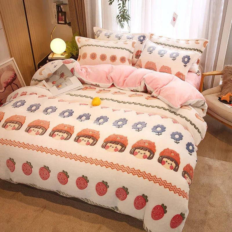 Ensemble de couette en lait simple épaissi housse de couette double faceEX-STOCK Canada