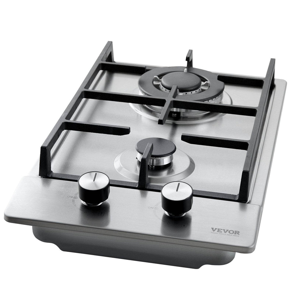 Gas Cooktop 12 Inch, Max 12250BTU 2 Burners Built-in Stainless Steel Gas Stove Top, LPG NG Convertible Dual Fuel Natural Gas Hob With Thermocouple Protection - EX-STOCK Canada