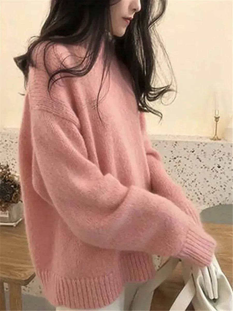 Fall Winter Round Neck Oversize Fleece Plush Pullover Sweater for women - EX-STOCK Canada