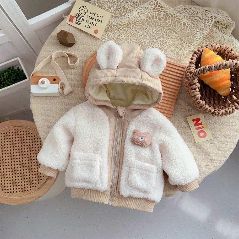 Children's Winter Jacket Korean-style Cute Bear Plus Velvet Cotton-padded Coat - EX-STOCK Canada