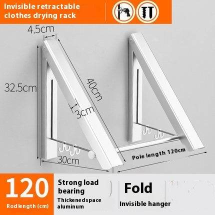 Punch-free Space Aluminum Foldable Invisible Folding Retractable Wall Hanger for Waterproof Hanging Underwear Coat Hanger - EX-STOCK Canada