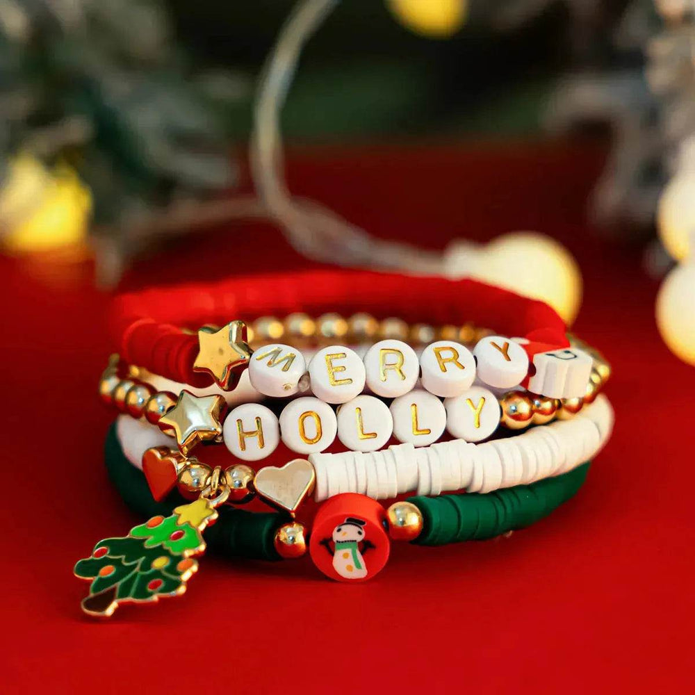 Christmas Polymer Clay Color Bracelet set Xmas gift idea - EX-STOCK Canada