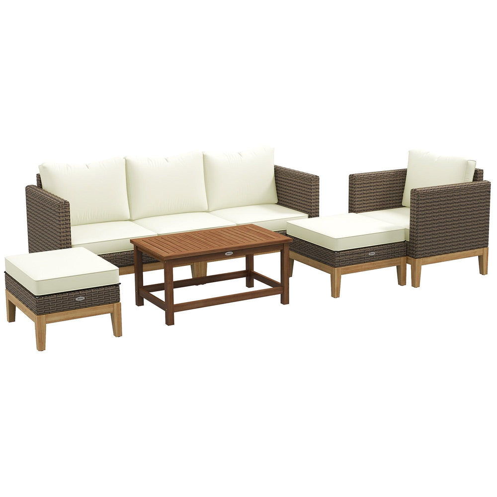 Patio Furniture Set w/ Cushions, 5 PCs PE Rattan Conversation Furniture Set, Cream White EX-STOCK Canada
