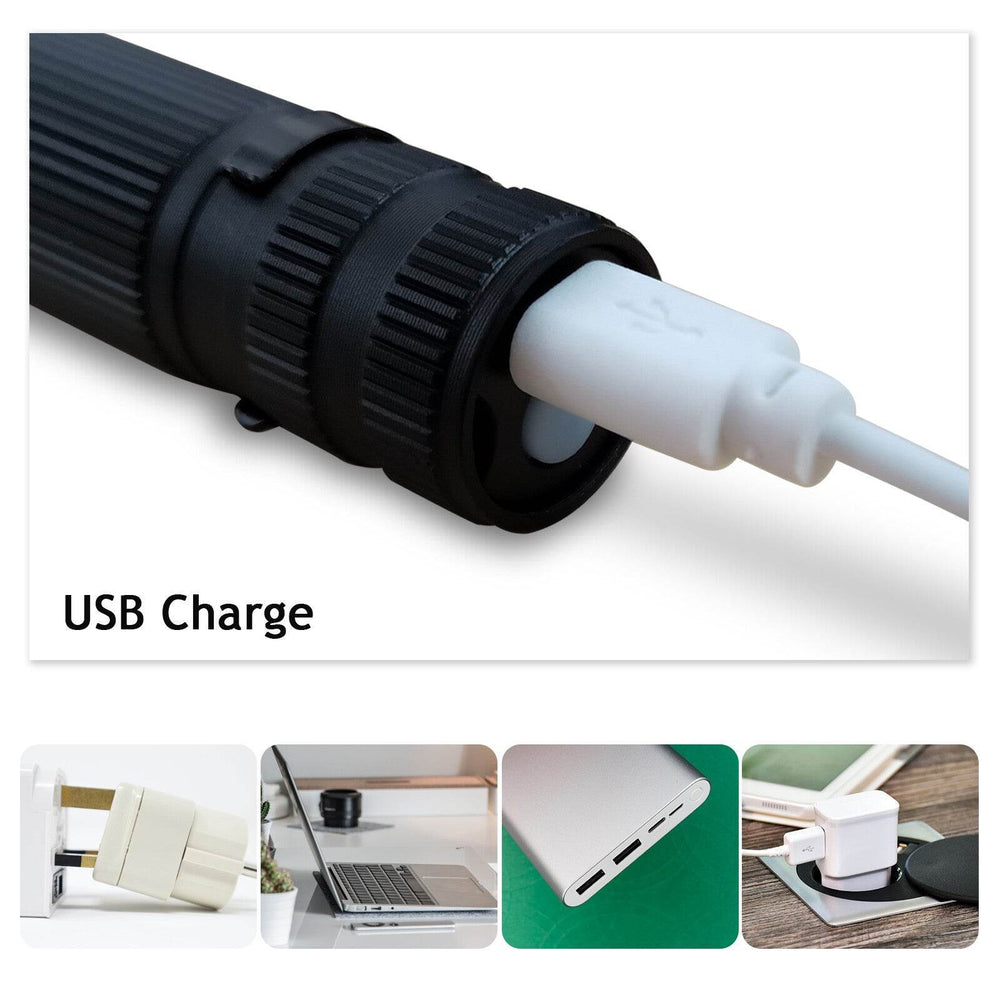 LED Military Flashlight USB Rechargeable Tactical Zoom Handheld Torch - EX-STOCK Canada