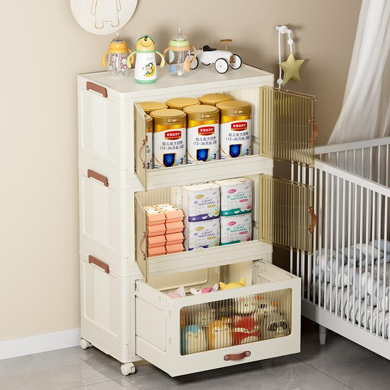 Baby Safety Transparent Opening Lid Indoor Home Decoration Storage Cabinet With Wheels EX-STOCK