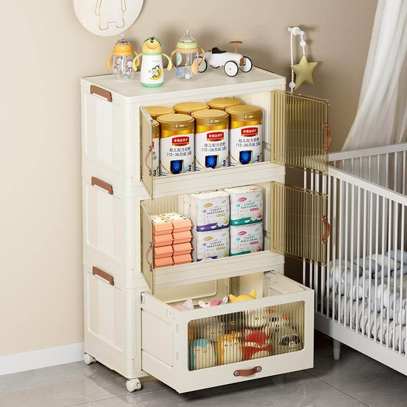 Baby Safety Transparent Opening Lid Indoor Home Decoration Storage Cabinet With Wheels - EX-STOCK Canada