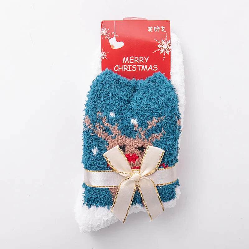 Winter Christmas Stockings Women's Thickened Bow Long Tube Fleece-lined - EX-STOCK Canada