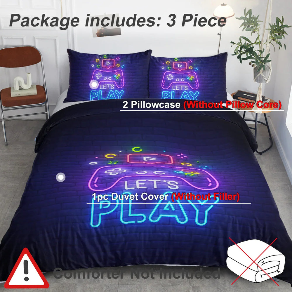 Gaming Duvet Cover Set Twin Full Queen King Size Video Game Controller Bedding Set, Boys Video Games Comforter Cover With 2 Pillow Shams, Bed Set For Boys Girls Bedroom Decor EX-STOCK Canada