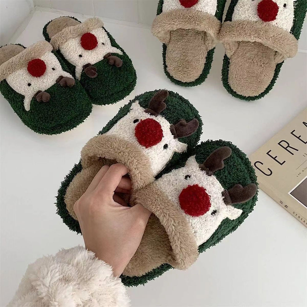 Fashion Non-slip Warm Christmas Elk Plush Shoes EX-STOCK Canada