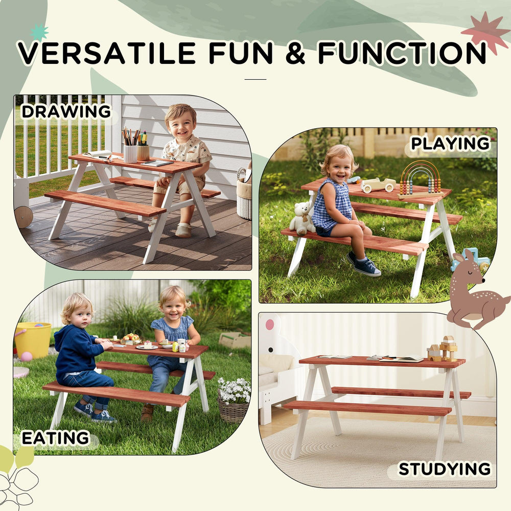 Set da picnic per bambini, tavolo e panca in legno, mobili da patio per bambini, giocattoli da esterno per giardino e cortile, età 3-8 anni, marroneEX-STOCK Canada