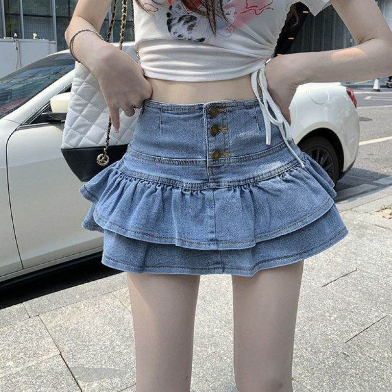 Hot Girl Pure Mini Denim Skirt Women's Summer Jeans Skirt - EX-STOCK Canada