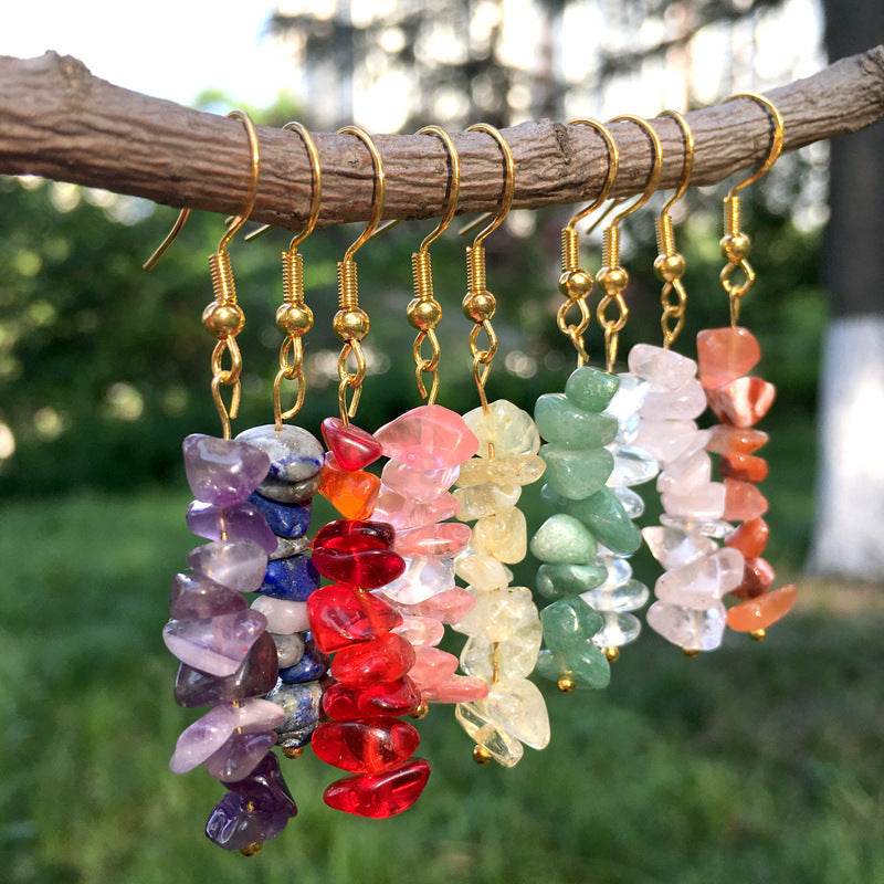 Handmade DIY Natural Crystal Stone Beaded Earrings - EX-STOCK Canada
