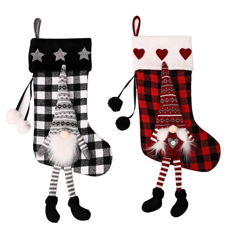 Red And Black Plaid Hanging Feet Stockings Christmas - EX-STOCK Canada