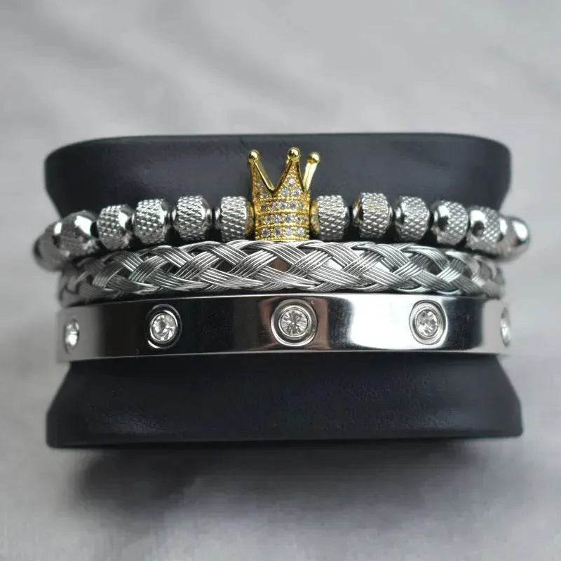 Crown Twist Woven Mesh With Diamond Digital Bracelet Set - EX-STOCK Canada