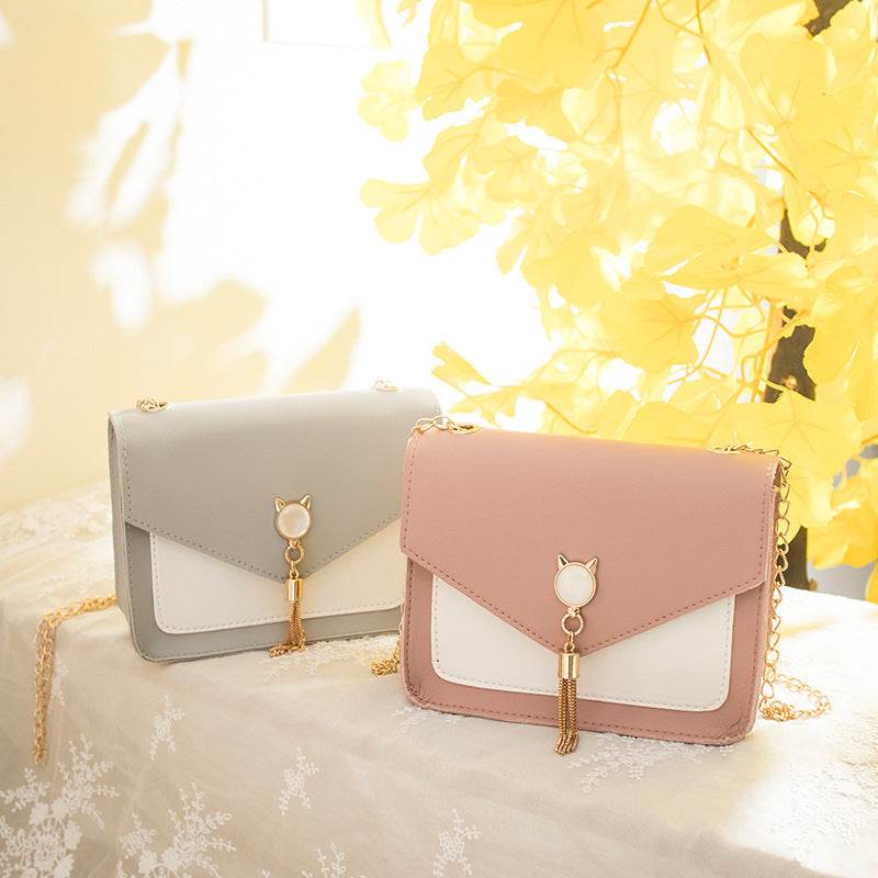 Small Messenger Bag New Sweet And Cute Cat Tassel Decoration Chain One Shoulder Small Square Bag Casual Messenger Bag - EX-STOCK Canada