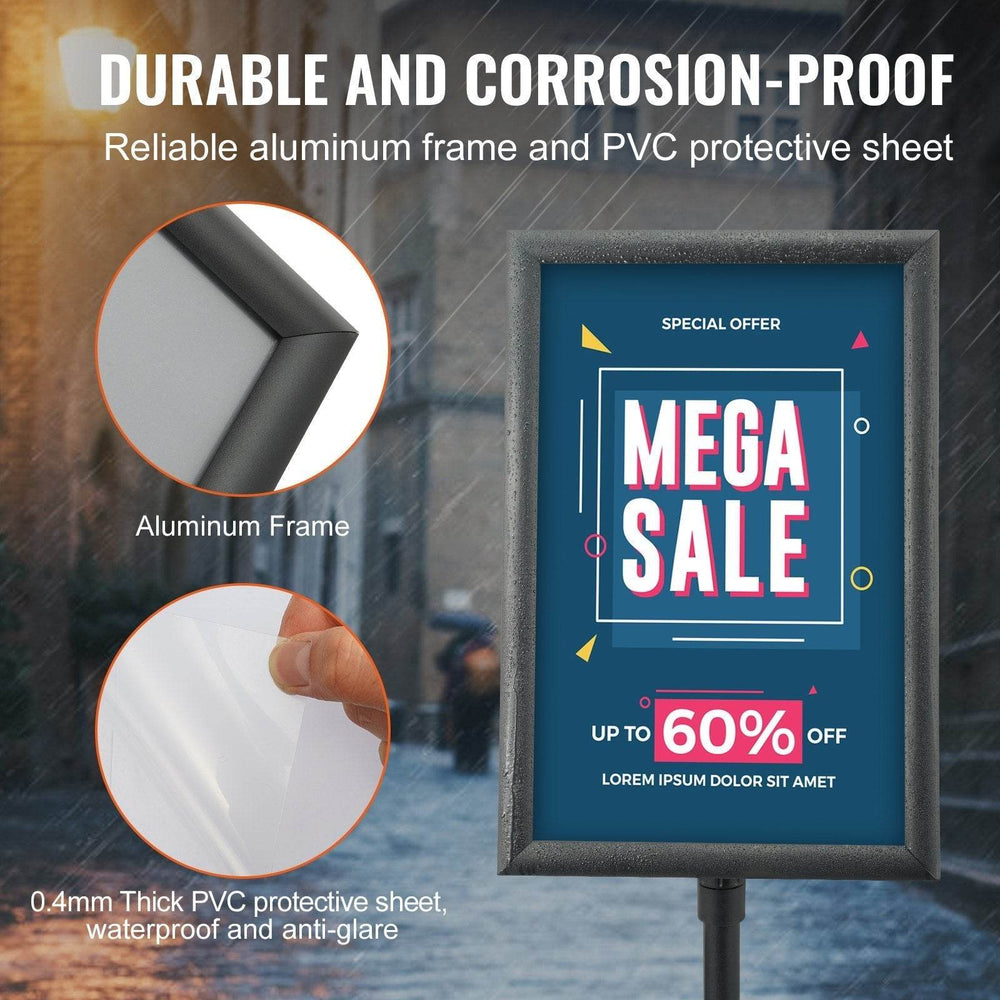 Pedestal Sign Holder, 11 X 17 Inch Vertical And Horizontal Adjustable Poster Stand, Heavy-Duty Floor Standing Sign Holder With Metal Base For Display, Advertisement, And Outdoor, Black - EX-STOCK Canada