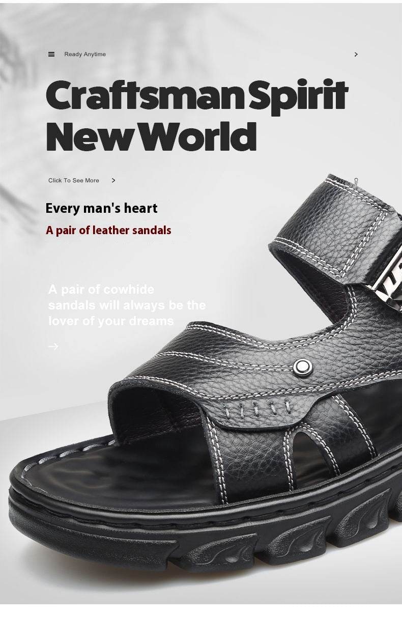 Men's Non-slip Casual First Layer Cowhide Sandal Slippers  EX-STOCK CANADA