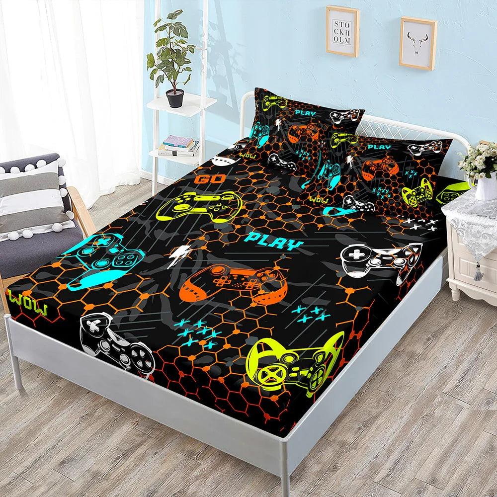Fitted Sheet Duvet Cover Three-piece Gamepad Cool Mattress Cover EX-STOCK Canada
