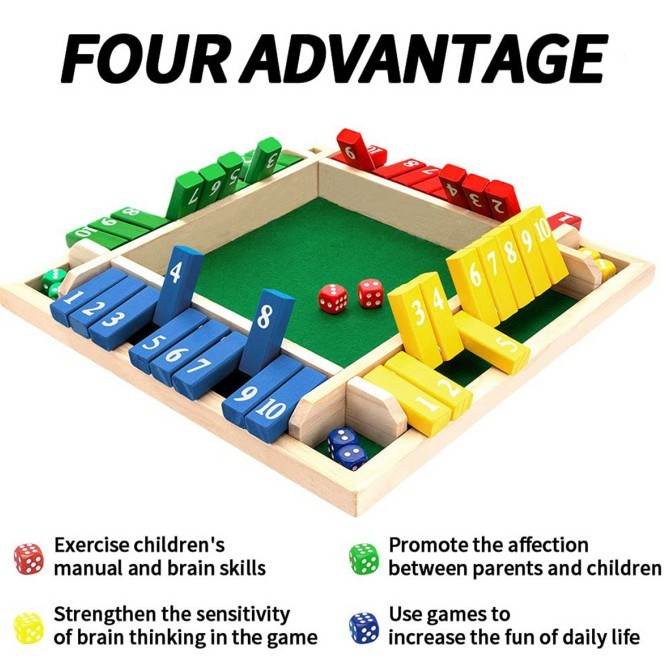 Children Dice Game,2-4 Player Family Wooden Board Table Math Games For Adults And Kids. - EX-STOCK Canada