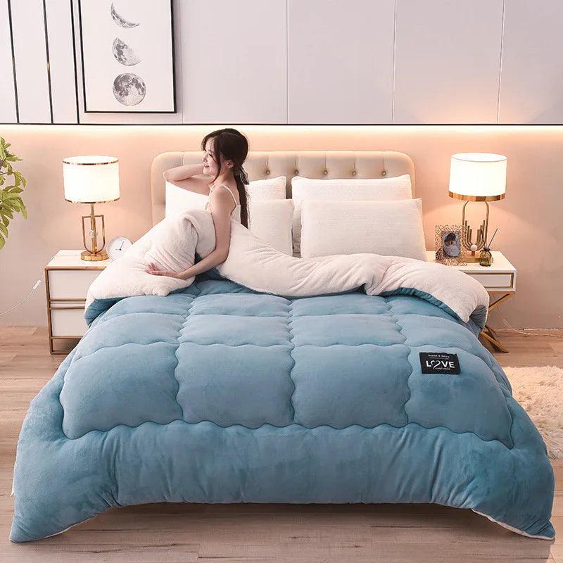 New Thick Lambskin Winter Duvet Insert Double-sided Velvet Lambswool Warm Quilt EX-STOCK Canada
