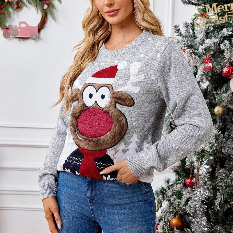 Pull-over gris ample et décontracté pour parent et enfant pour NoëlEX-STOCK Canada
