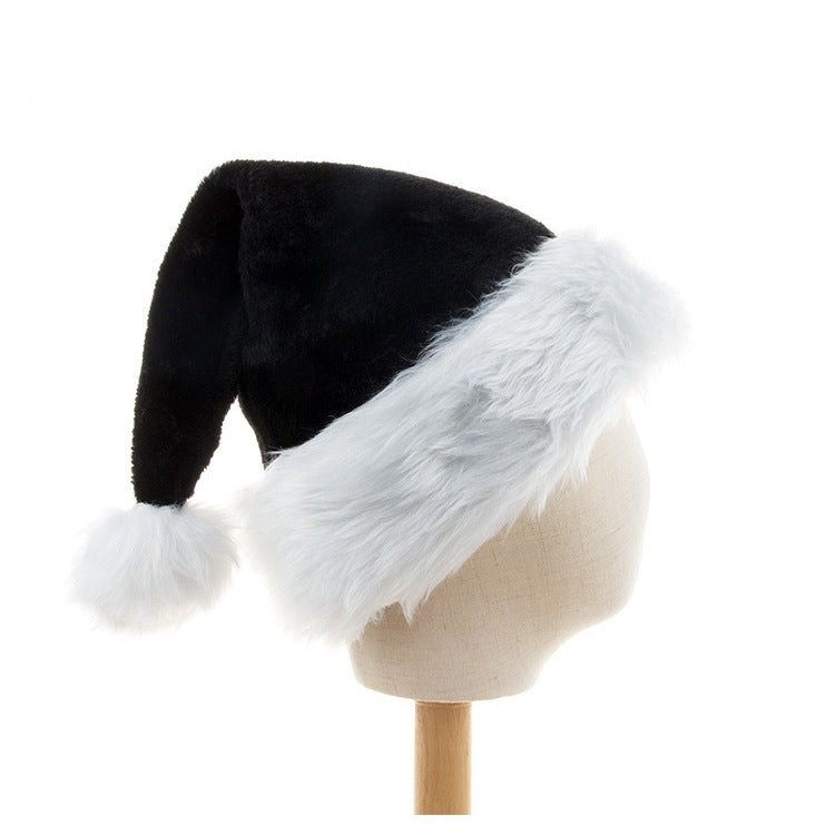 Black Christmas Hat Halloween Plush Hat Thickened Plus-sized Christmas Hat EX-STOCK Canada