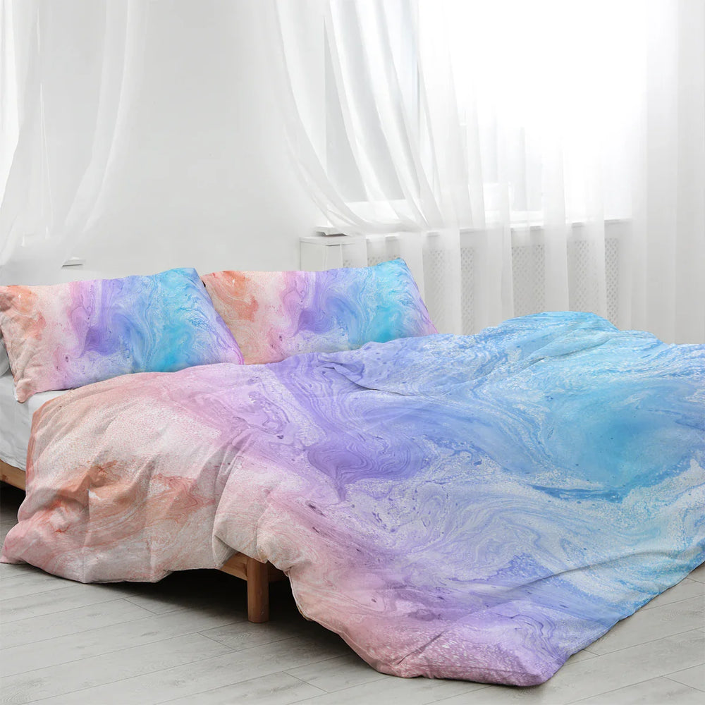 Girly Duvet Cover Rainbow Glitter Ombre Bedding Sets 3 Pcs Chic Purple Blue Green Pastel Bed Spreads Sparkle Quilt Cover Set With 2 Pillow Shams EX-STOCK Canada