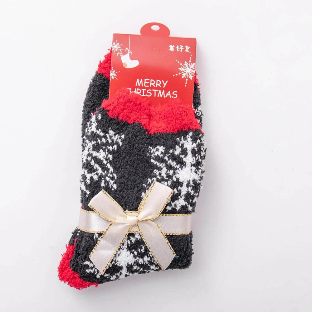 Winter Christmas Stockings Women's Thickened Bow Long Tube Fleece-lined - EX-STOCK Canada