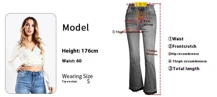 Women's Washed Elastic Loose Wide Leg Ankle-length Bootcut Jeans - EX-STOCK Canada