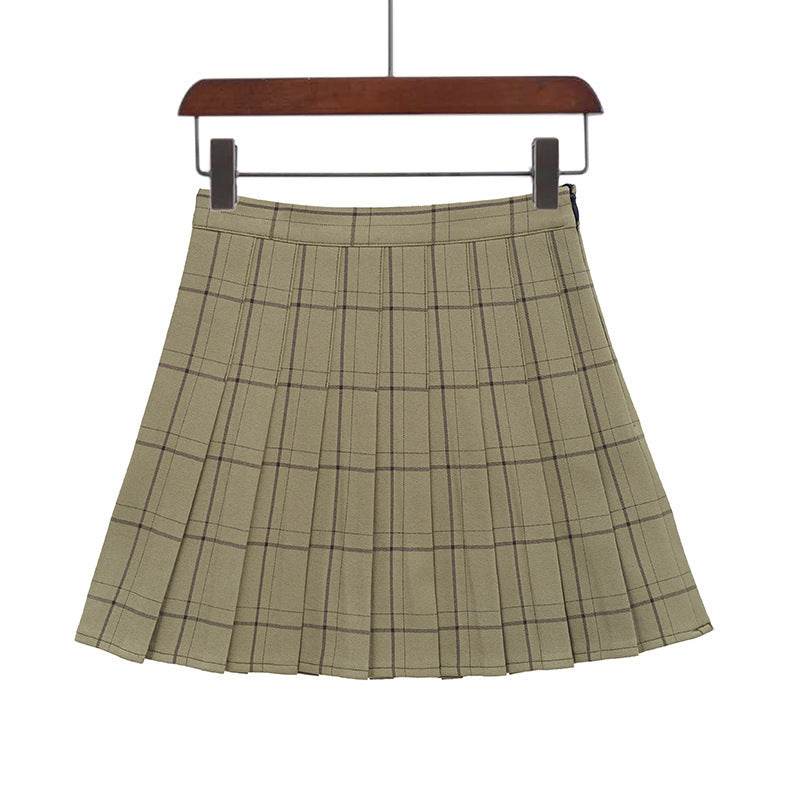 Mini Plaid Pleated High Waist Skirt A- Line Skirt - EX-STOCK Canada