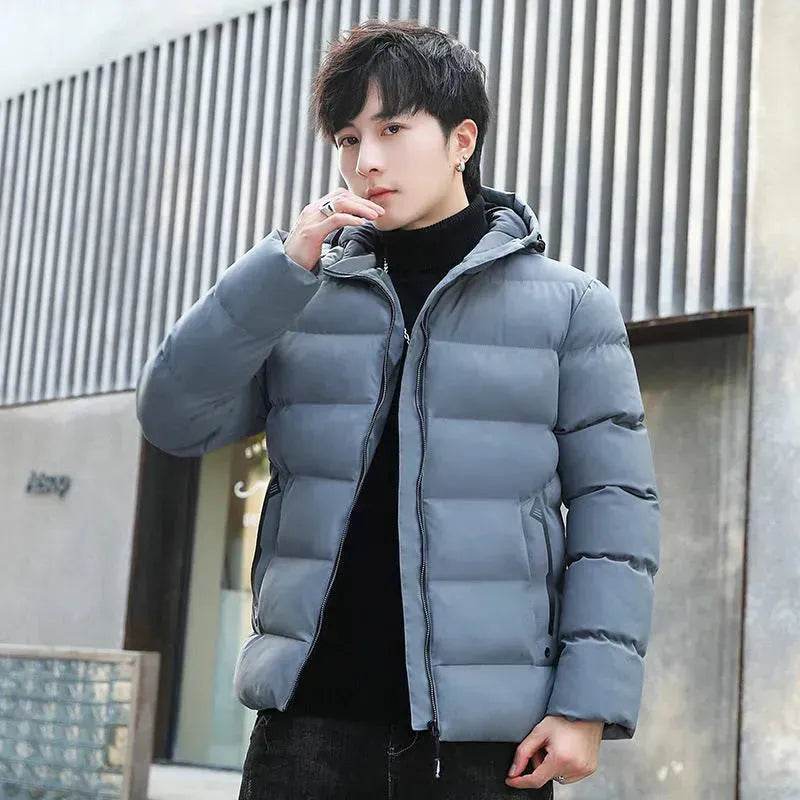 Men's Hooded Short Rain Puffer Jacket Fleece-lined Cotton Padded coat - EX-STOCK Canada