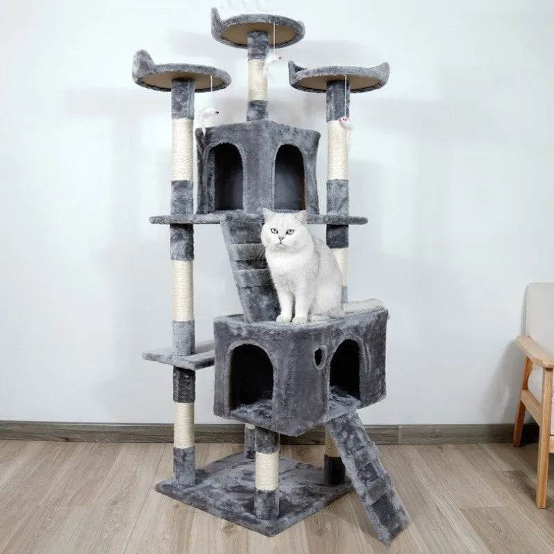 Large Cat Tree Cat Climbing Frame Integrated Jumping Platform Sisal Column - EX-STOCK Canada