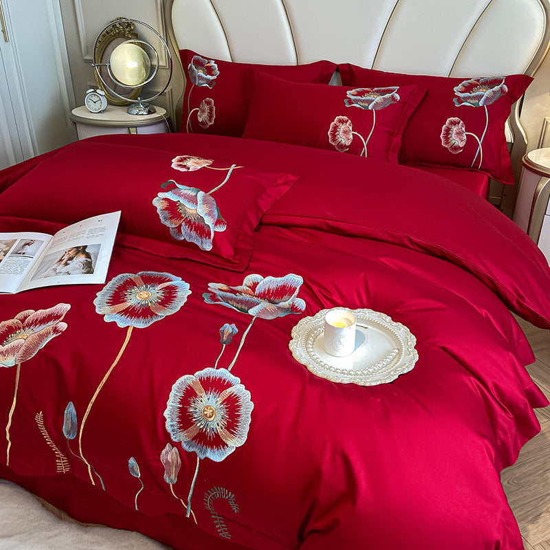Pure Cotton Bed Sheet Duvet Cover Embroidered Long-staple Cotton Four-piece Set EX-STOCK Canada