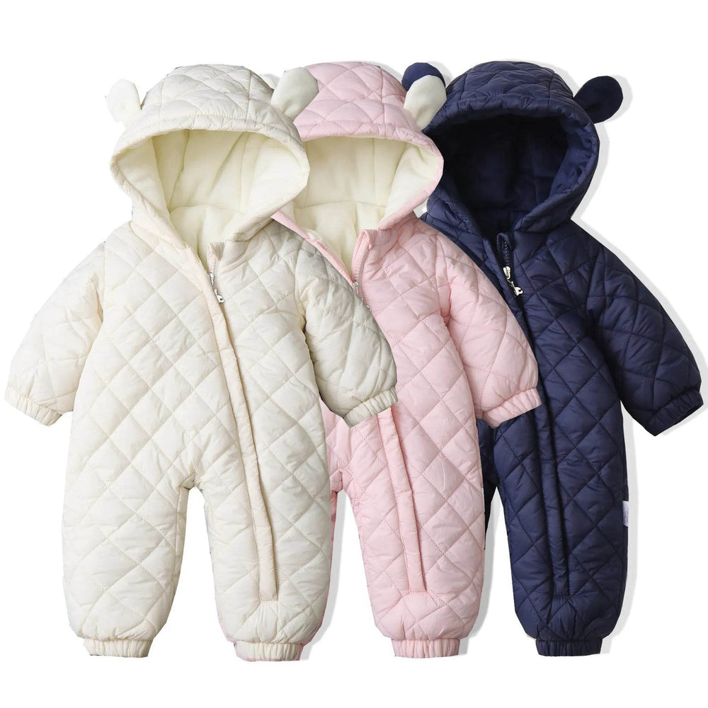 Hooded Fleece-lined Thick Baby Winter Romper Puffer Overall Jumpsuit - EX-STOCK Canada