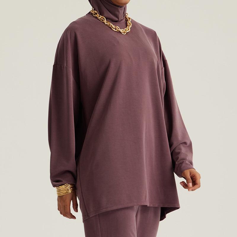 Middle Eastern Muslim Women's Loose Outerwear Long Sleeve Pants Suit - EX-STOCK Canada