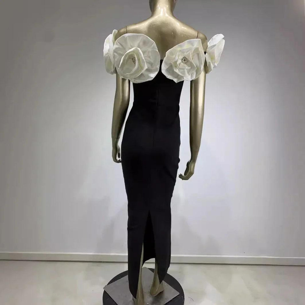 Robe blanche à fleurs grandes pour femmes avec bandeEX-STOCK Canada