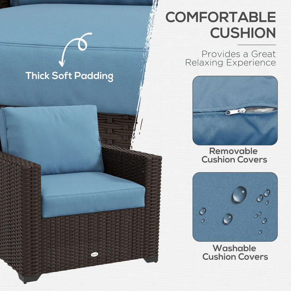 Patio Furniture Set, Cushions, Sofa, Loveseat, Storage Table, Blue EX-STOCK Canada