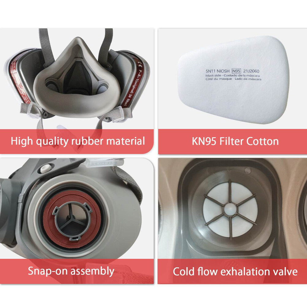 7in1 Half Face Gas Mask Facepiece Spray Painting Respirator Reusable Safety protective mask - EX-STOCK Canada