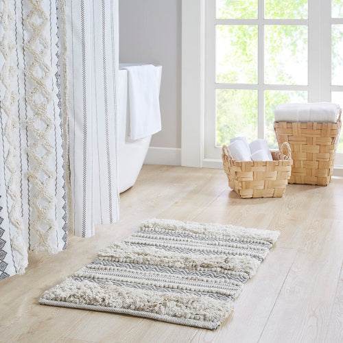Woven Texture Stripe Bath Rug Grey 20x32 - EX-STOCK Canada