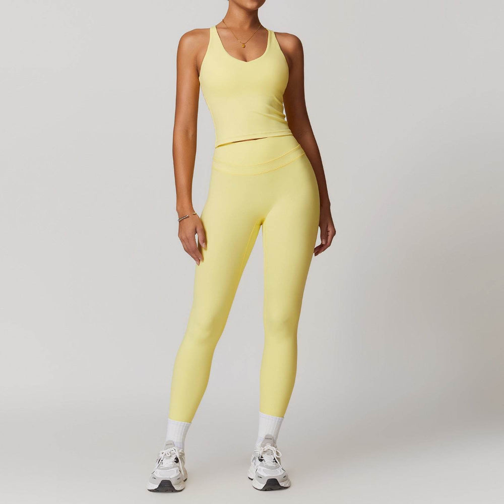 2pcs Nude feel short sleeve Workout Clothes for women Yoga Gym Clothes set - EX-STOCK Canada